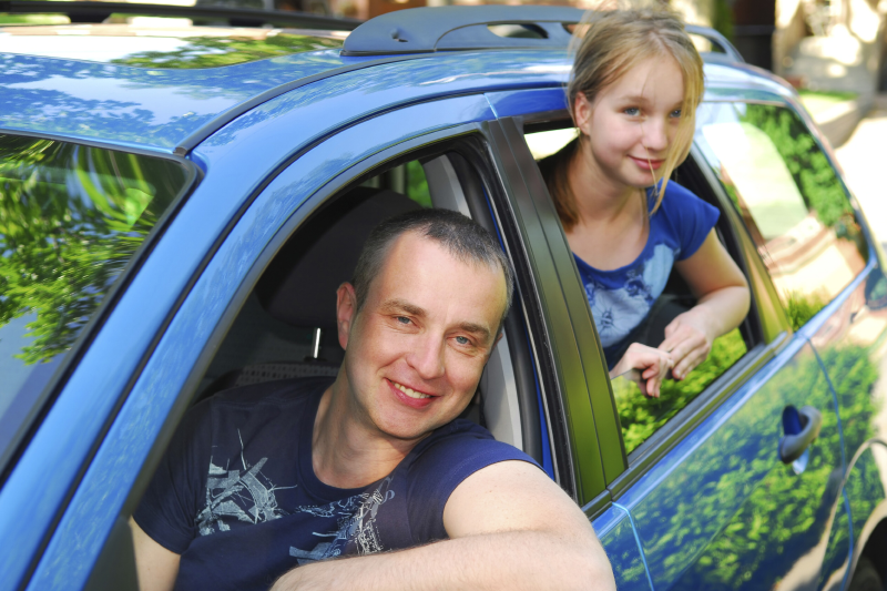 Family in car